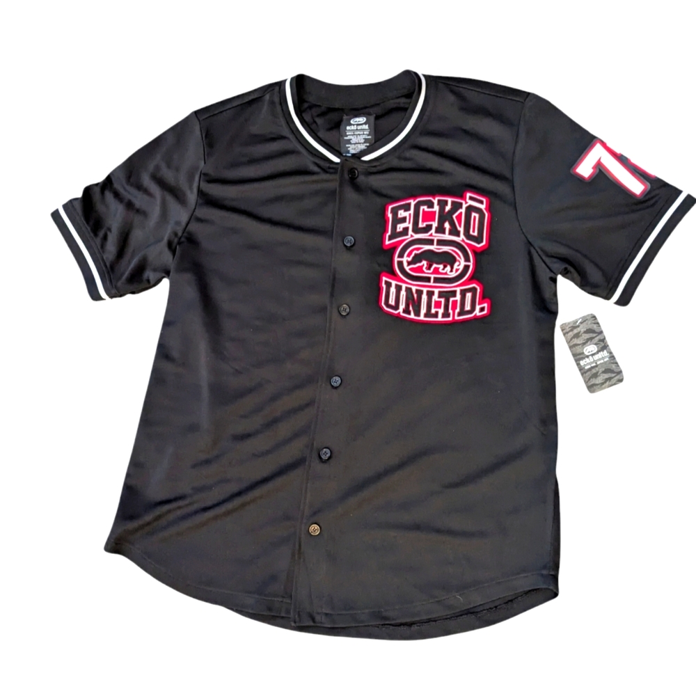 Ecko Unltd Men's L Black Red Jersey Shirt NWT